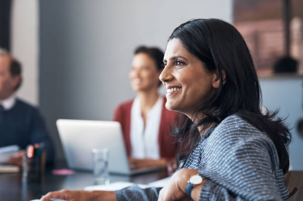 Confident professional in a meeting